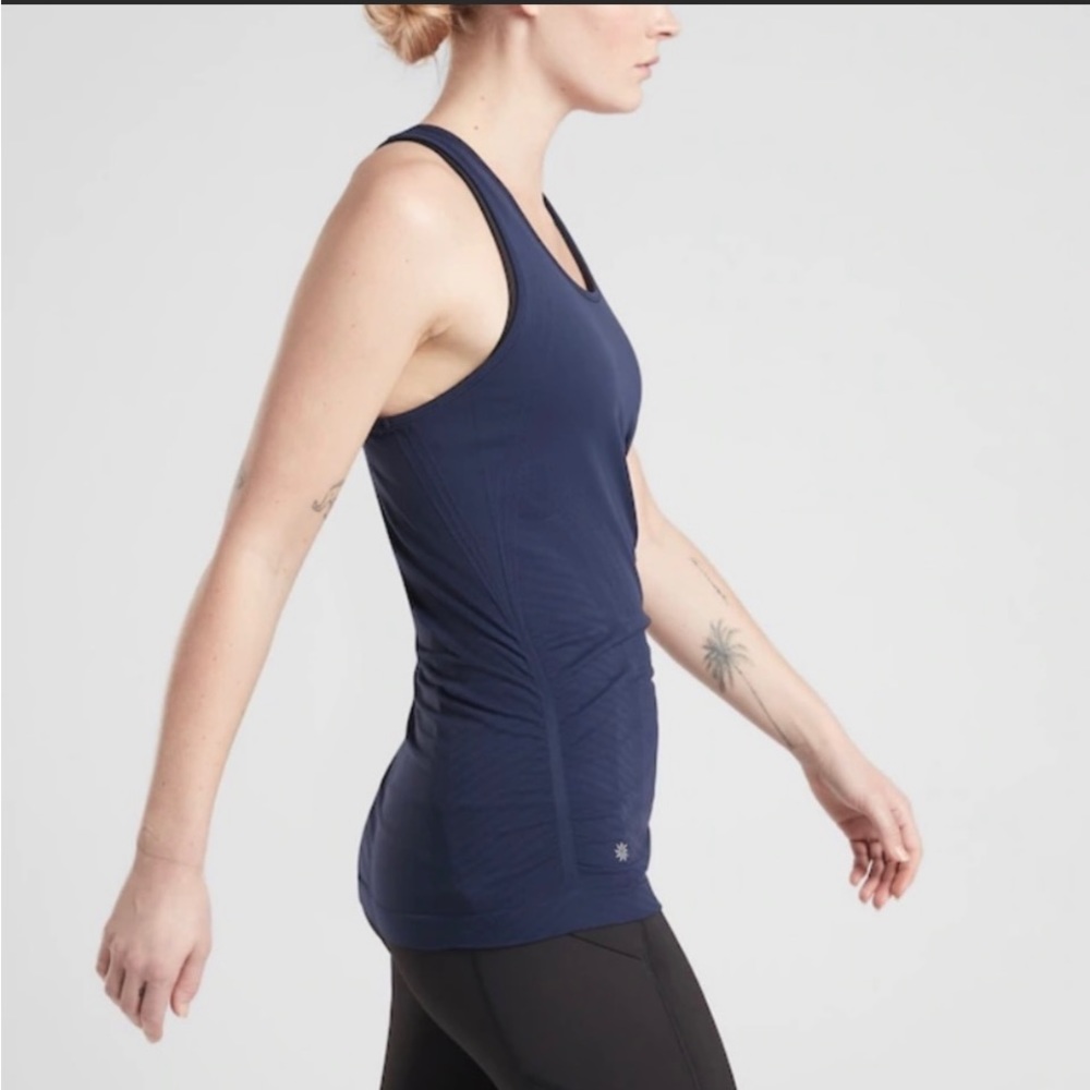 Athleta Speedlight tank navy stripe